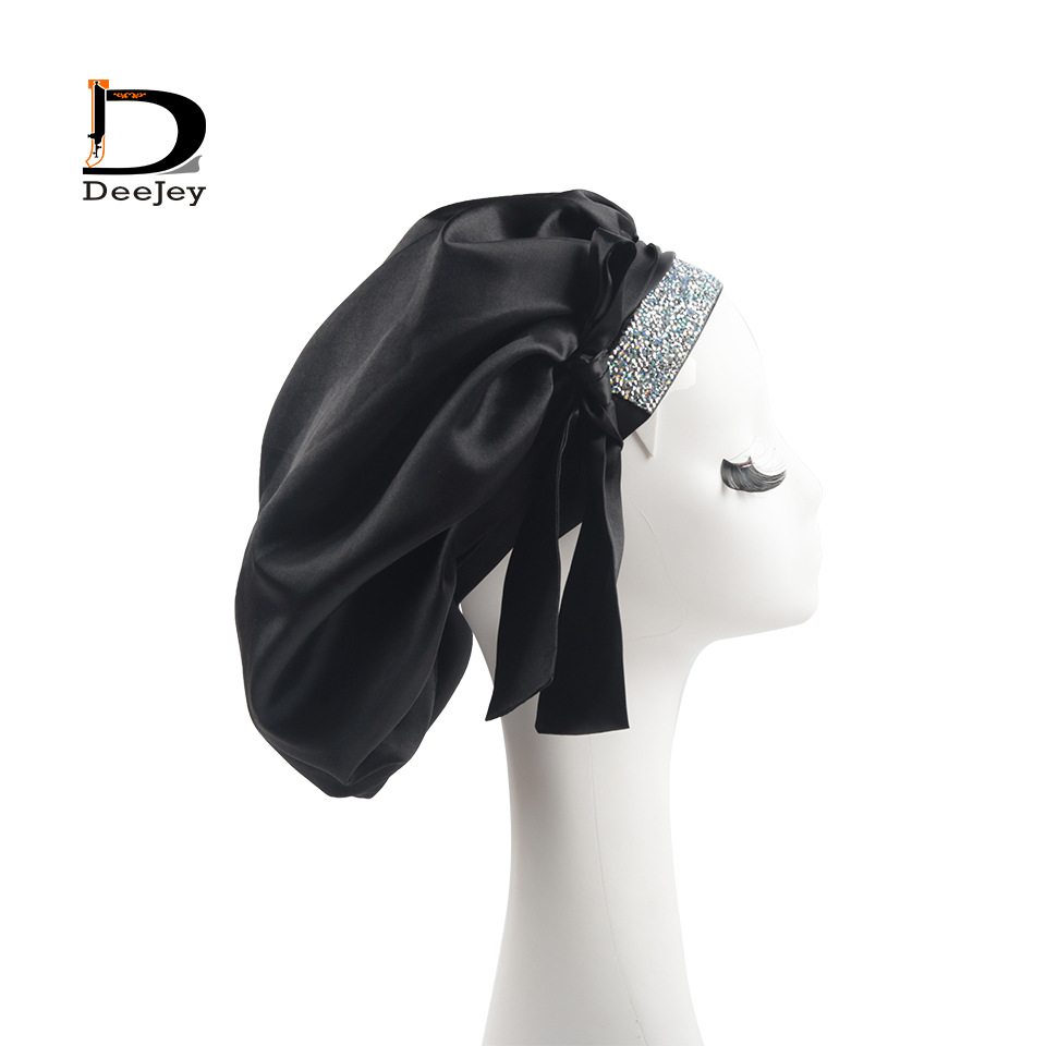 Cross-Border New Diamond Silk Nightcap Diamond Cap Shower Cap Wig Turban Haircut Cap Hair Band