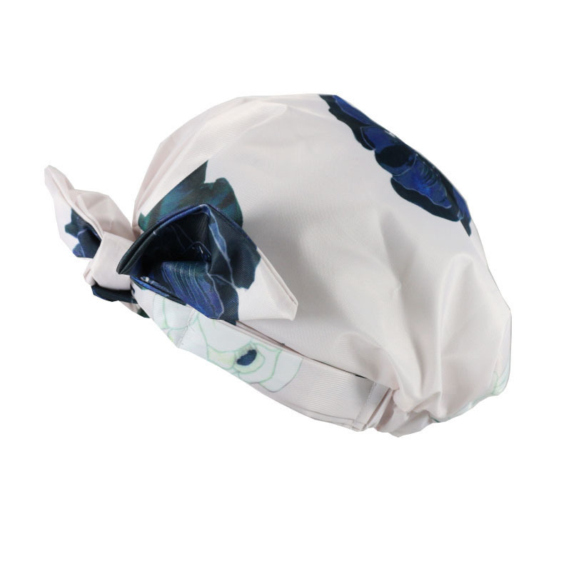 Shower Cap Waterproof Amazon Elastic Bow Black and White Stripes Shower Cap Female Yiwu Manufacturers Can Make a Variety of Patterns