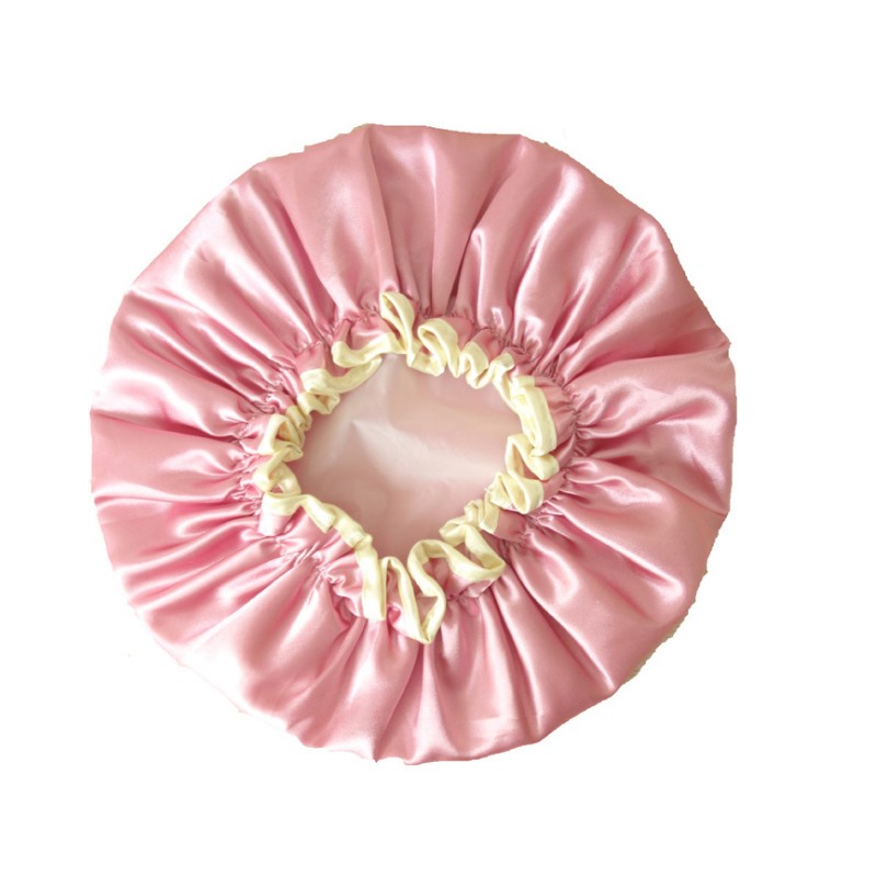 Double-Layer Thickened Waterproof Satin Shower Cap Nightcap Shampoo Cap Kitchen Smoke-Proof Hat Pile Cap