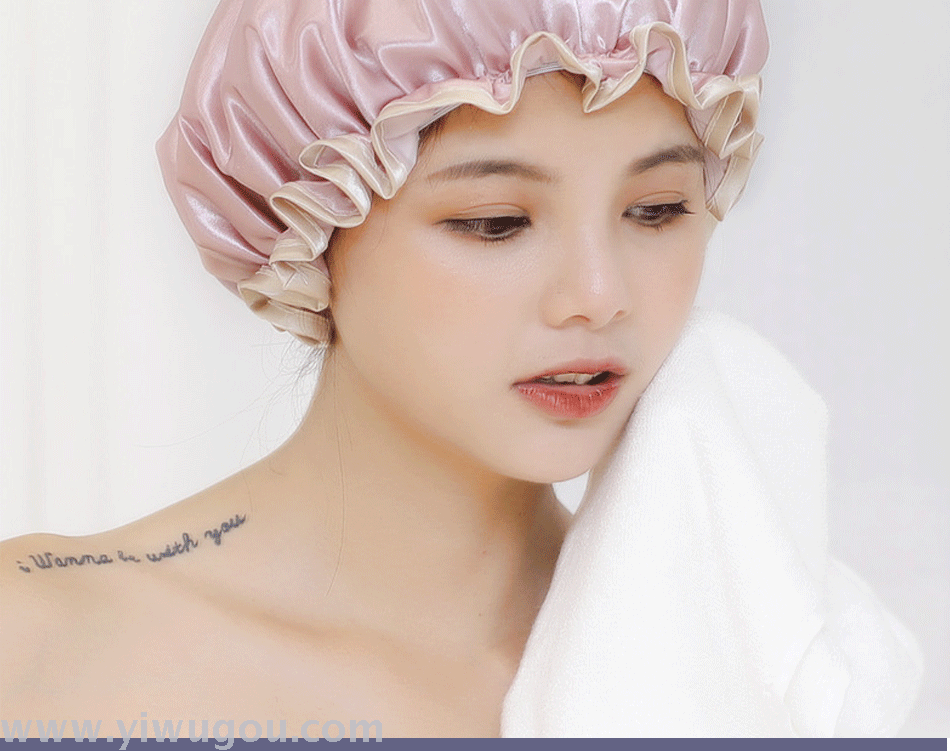 Double-Layer Thickened Waterproof Satin Shower Cap Nightcap Shampoo Cap Kitchen Smoke-Proof Hat Pile Cap Double-Layer Thickened Waterproof Satin Shower Cap Nightcap Shampoo Cap Kitchen Smoke-Proof Hat Pile Cap