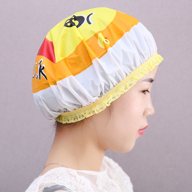 Shower cap waterproof shower cap for adult women Shower cap Shampoo cap lovely cover kitchen ladies lampblack cap