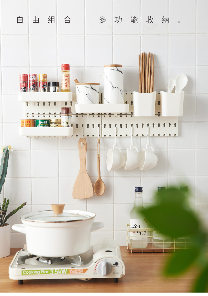 Plastic Wire-Wrap Board Bathroom Kitchen No Punching on Walls Storage Rack Living Room Bedroom Wall Storage Ledge Wall Hanging