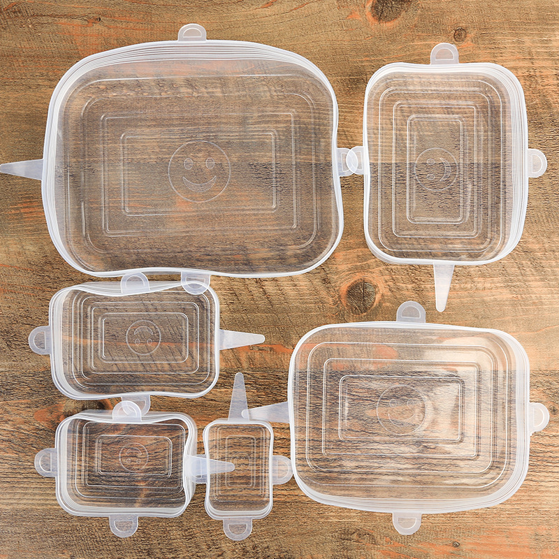 Square silica gel six-piece fresh keeping cover Stretch bowl Cover Microwave sealed plastic wrap convenient Cover