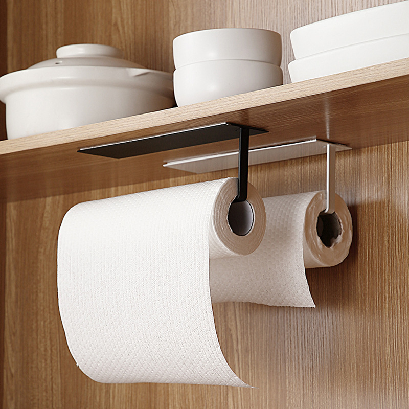 Kitchen Punch Free Storage Rack Cabinet Plastic Wrap Storage Rack Multifunctional Roll Paper Rag Organizing Rack Towel Rack