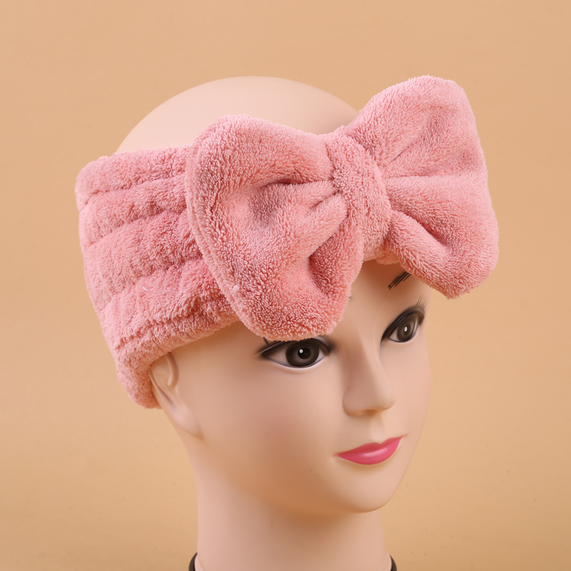 Bow Decoration Solid Color Confinement Head Cover Crown Towel Bath Headband Bath Towel with Multi-Color Maternal Headscarf
