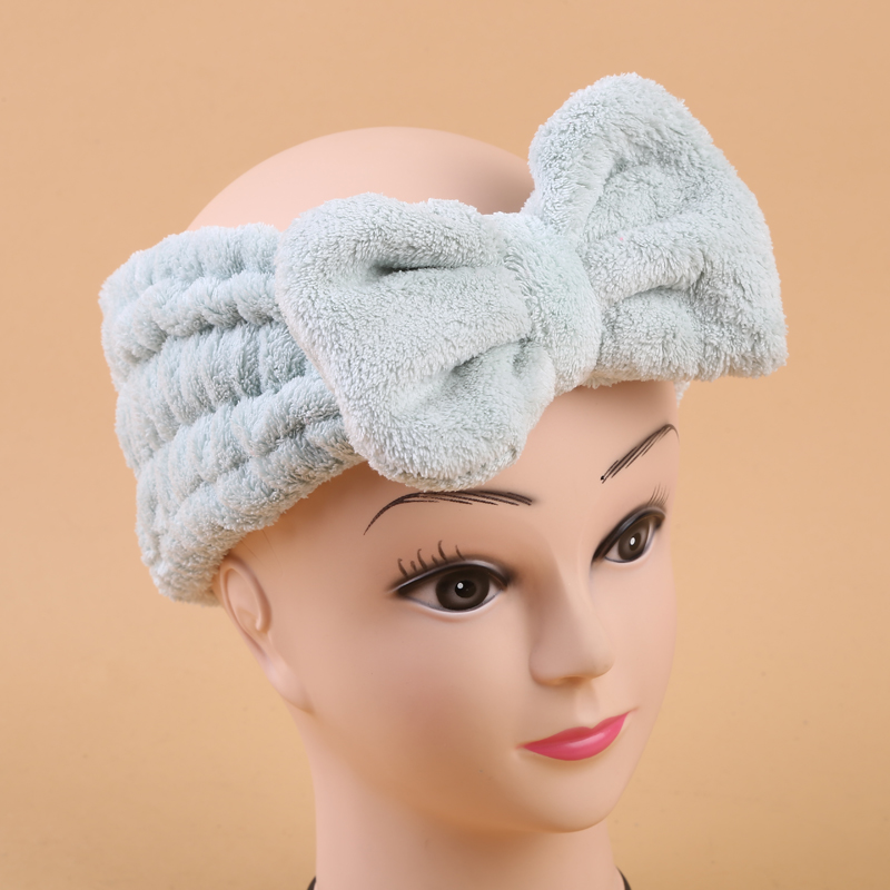 Bow Decoration Solid Color Confinement Head Cover Crown Towel Bath Headband Bath Towel with Multi-Color Maternal Headscarf