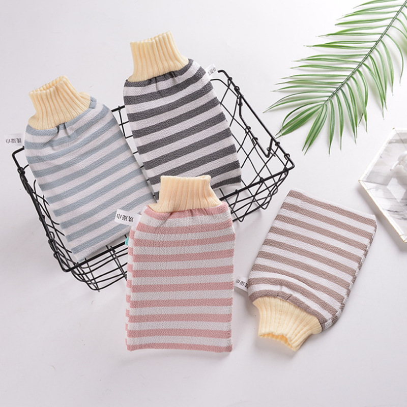 Double-Layer Thickened Bath Towel Women's and Men's Bath Towel Gloves Strong Rubbing No Pain Adult Rubbing Back Bath Korean Scrubbing Gray