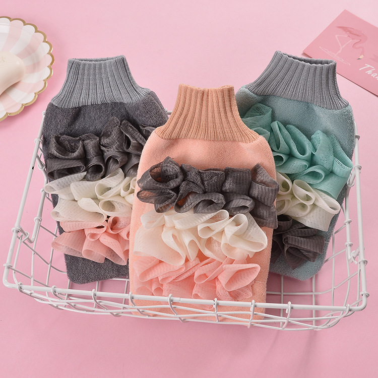 Household Double-Sided Bath Gloves Bath Products Bath Towel Bath Towel Adult Mesh Sponge Strong Dusting Rubbing Mud