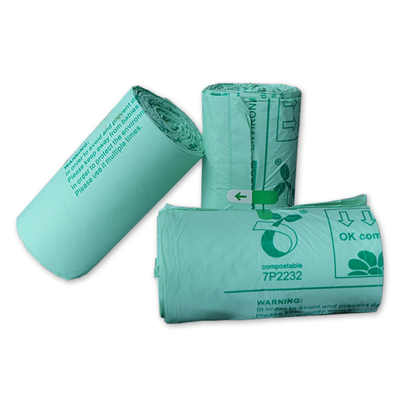 Full Biodegradable Flat Bag English Version PLA Compostable Household Garbage Bag Spot Direct Supply