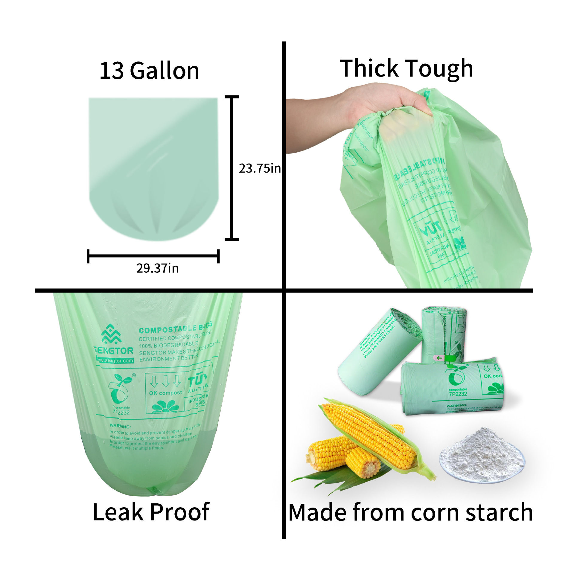 Full Biodegradable Flat Bag English Version PLA Compostable Household Garbage Bag Spot Direct Supply Full Biodegradable Flat Bag English Version PLA Compostable Household Garbage Bag Spot Direct Supply