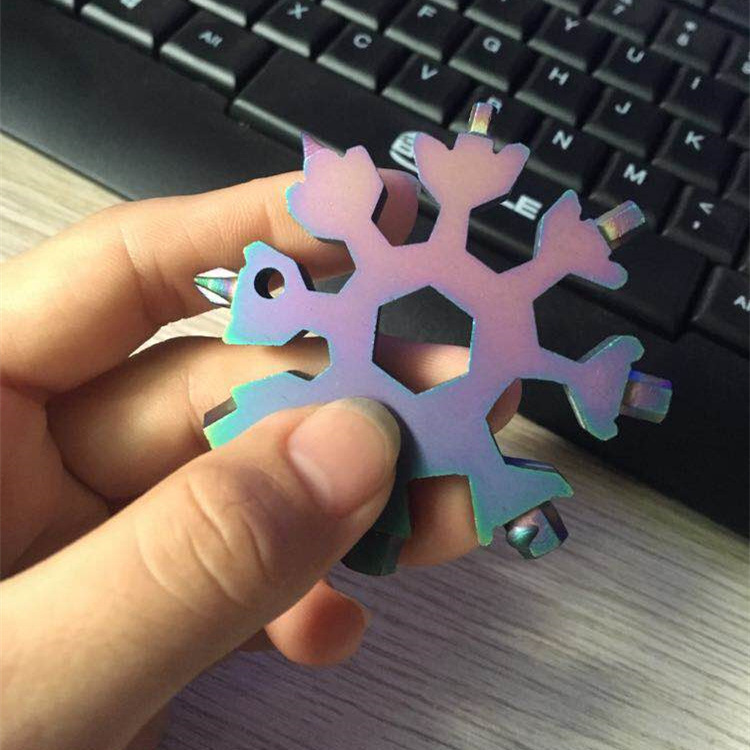 Multifunctional Stainless Steel Tool Card Snowflake Wrench Hexagonal Octagonal Combination Keychain Portable High Carbon Steel Screwdriver