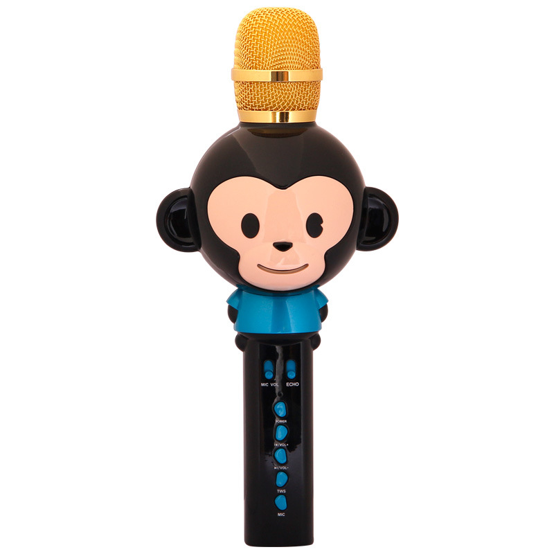 Children&#039;s microphone card OK singing toy cartoon monkey home phone wireless microphone microphone