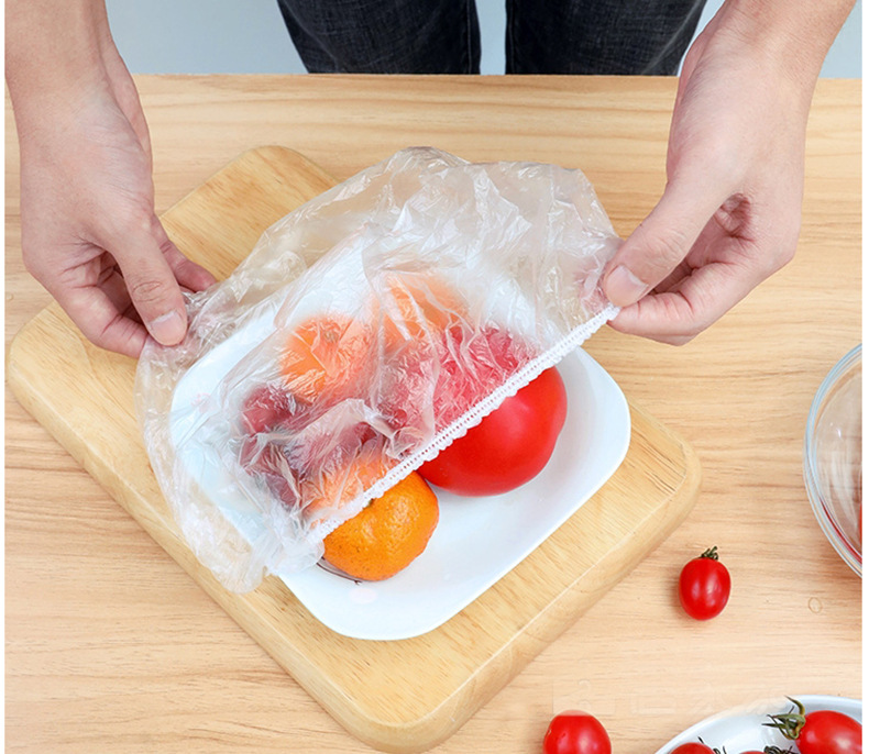 100 PCs Elastic Mouth Plastic Wrap Cover Leftovers Fresh Cover Disposable Fresh-Keeping Cover Bowl Cover Vegetable Cover