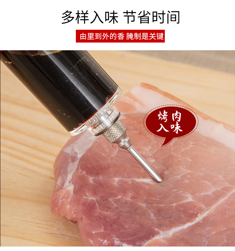 Plastic Seasoning Syringe Stainless Steel Turkey Needle 30ml 2 Needle Suction Card Seasoning Barbecue Tool BBQ 86G