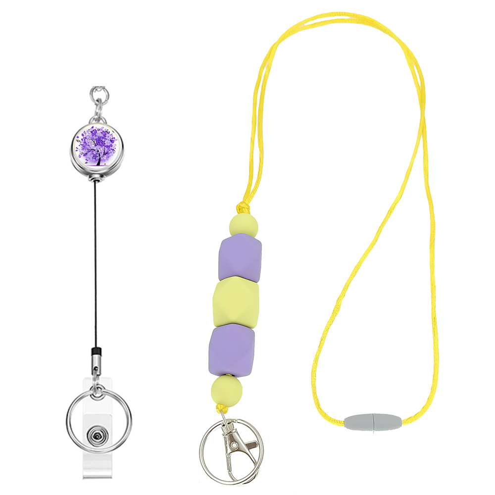 Amazon Hot Sale Lanyard Badge Clip Key Can Buckle Work Card Card Holder Long Sweater Necklace Cellphone Chain