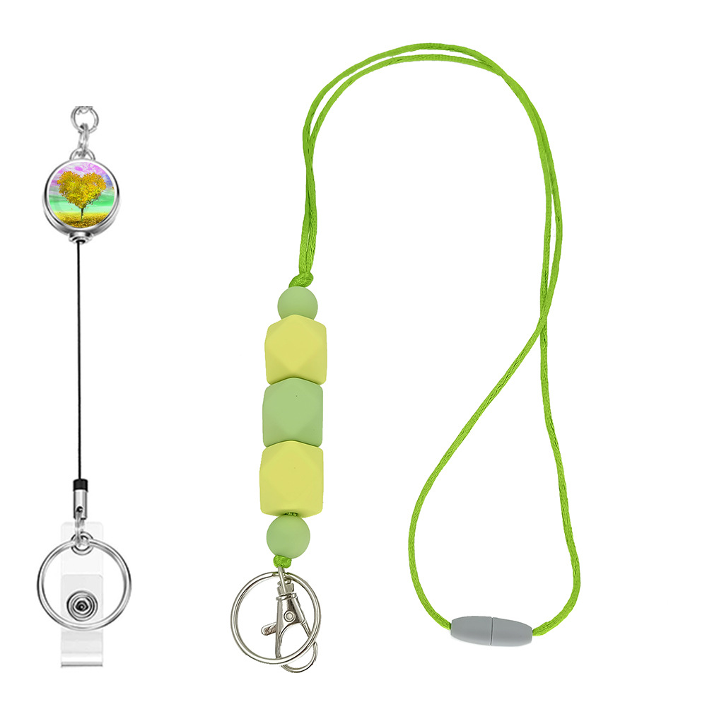 Amazon Hot Sale Lanyard Badge Clip Key Can Buckle Work Card Card Holder Long Sweater Necklace Cellphone Chain
