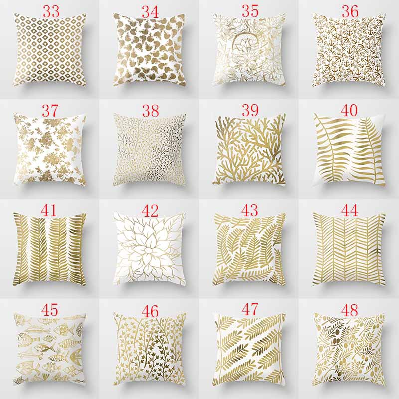 19 The New Golden Pattern Series Pillow Cover Peach Skin Fabric Cloth Home Decorative Cushion Sofa Pillow Cases Pillow Cover