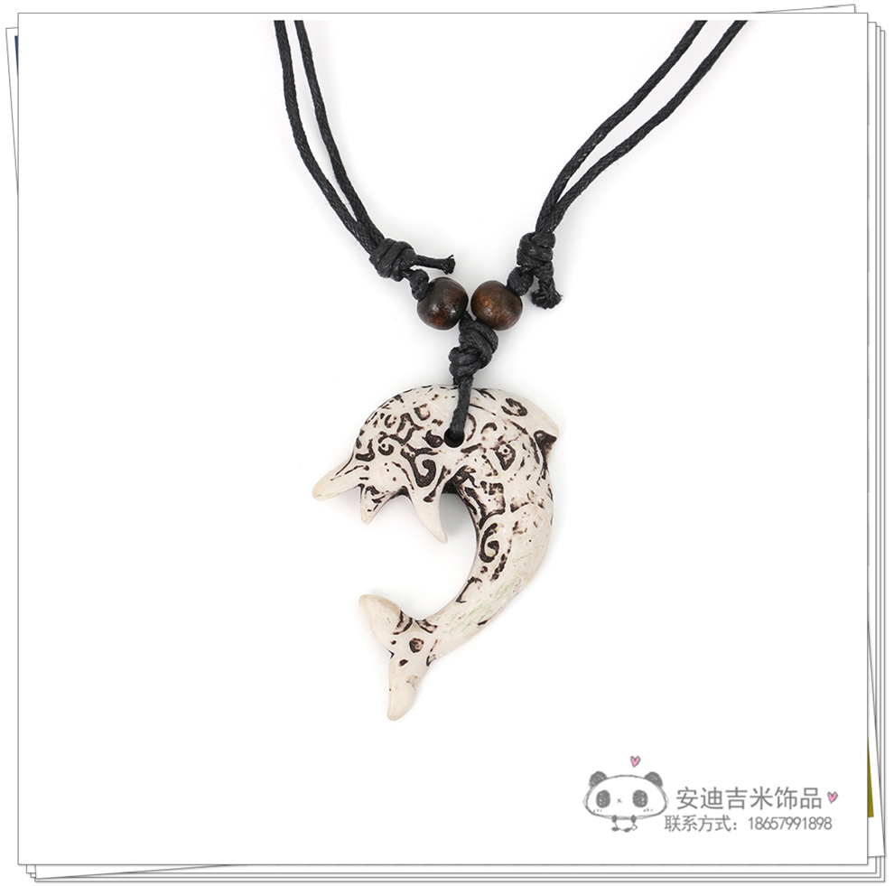 Factory Direct Sales Dolphin Necklace Pendant Men's Imitation Bone Carving Wooden Bead Hang Rope Scenic Spot Travel Commemorative Ornament Wholesale Factory Direct Sales Dolphin Necklace Pendant Men's Imitation Bone Carving Wooden Bead Hang Rope Scenic Spot Travel Commemorative Ornament Wholesale