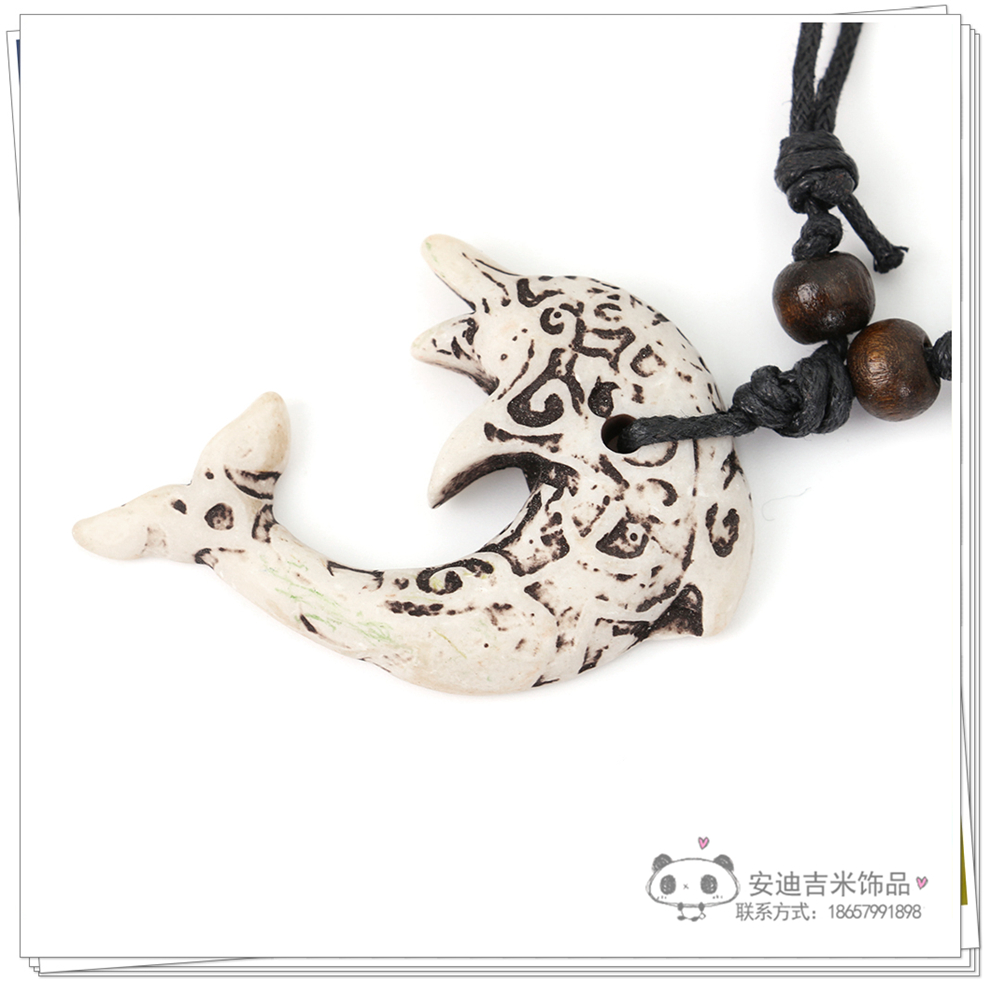 Factory Direct Sales Dolphin Necklace Pendant Men's Imitation Bone Carving Wooden Bead Hang Rope Scenic Spot Travel Commemorative Ornament Wholesale Factory Direct Sales Dolphin Necklace Pendant Men's Imitation Bone Carving Wooden Bead Hang Rope Scenic Spot Travel Commemorative Ornament Wholesale