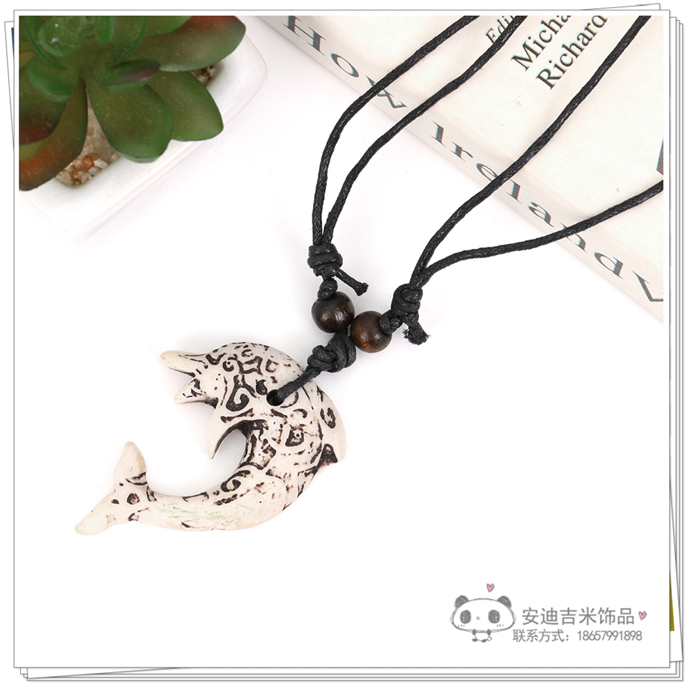 Factory Direct Sales Dolphin Necklace Pendant Men's Imitation Bone Carving Wooden Bead Hang Rope Scenic Spot Travel Commemorative Ornament Wholesale Factory Direct Sales Dolphin Necklace Pendant Men's Imitation Bone Carving Wooden Bead Hang Rope Scenic Spot Travel Commemorative Ornament Wholesale
