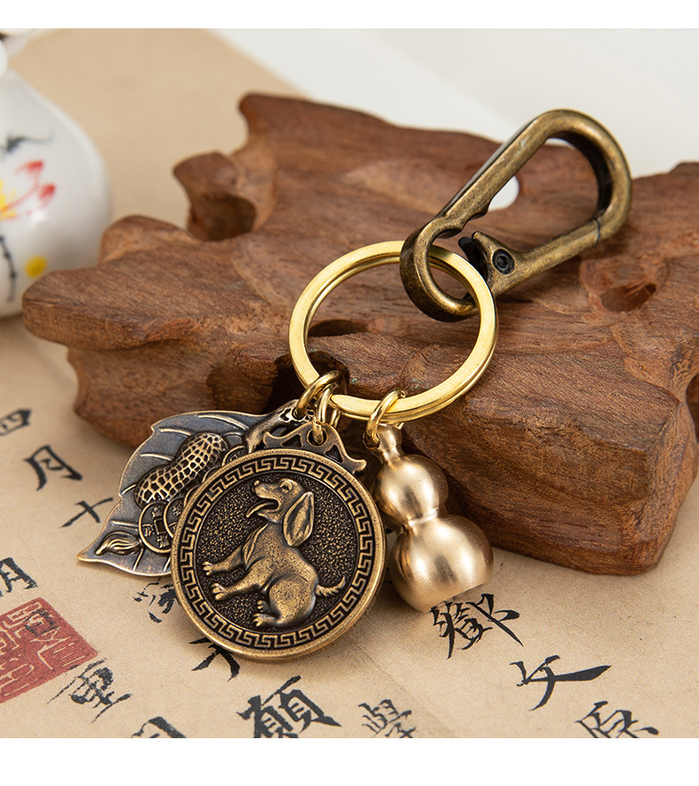 Brass Overnight Fortune Calabash Keychain Pendant Car Key Ring Money Drawing and Luck Changing Hanging Ornament NAFU Character Zodiac Coin Brass Overnight Fortune Calabash Keychain Pendant Car Key Ring Money Drawing and Luck Changing Hanging Ornament NAFU Character Zodiac Coin