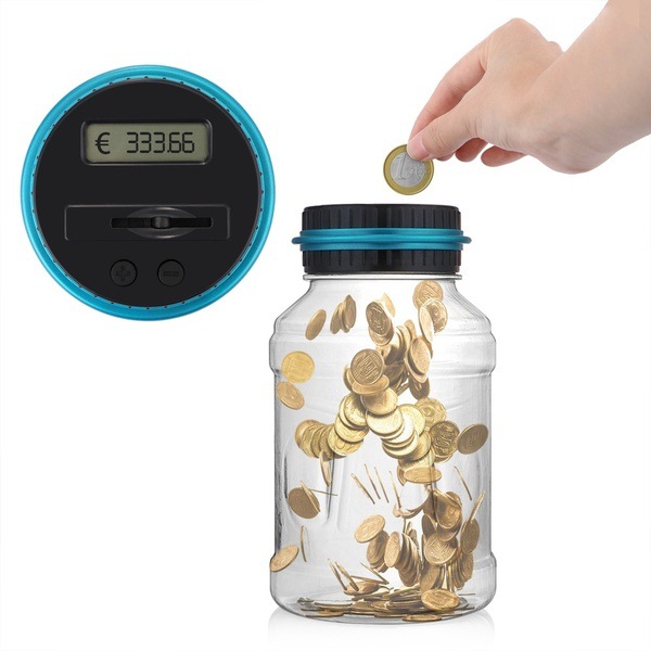 Count Coin Bank 1.8L NT $RMB USD Coin Bank Money Box Large Bucket Coin Bank