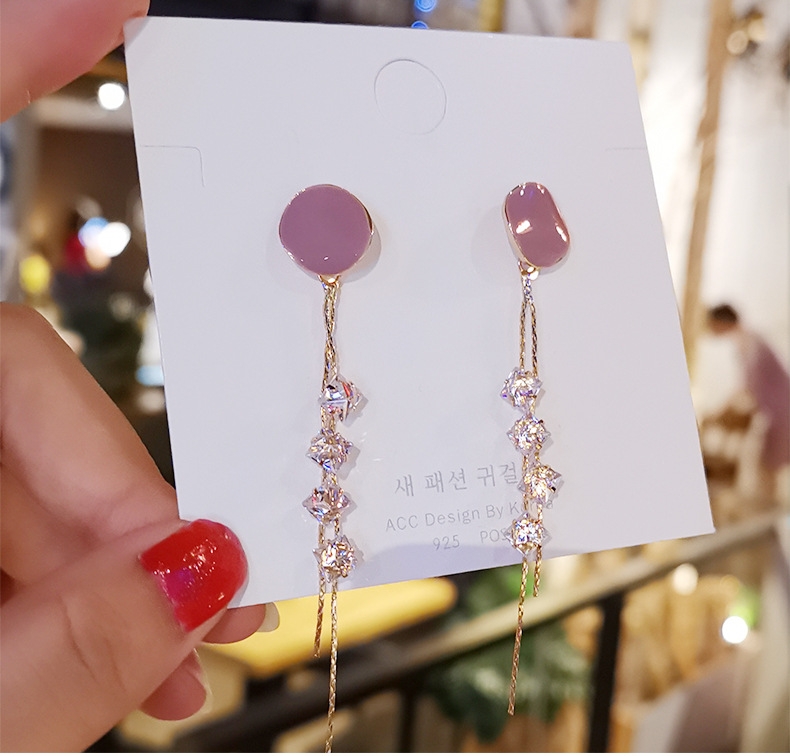 The tassel earring that shows face thin 2020 newstyle tide eardrop female net red temperament Korea is long money sterl
