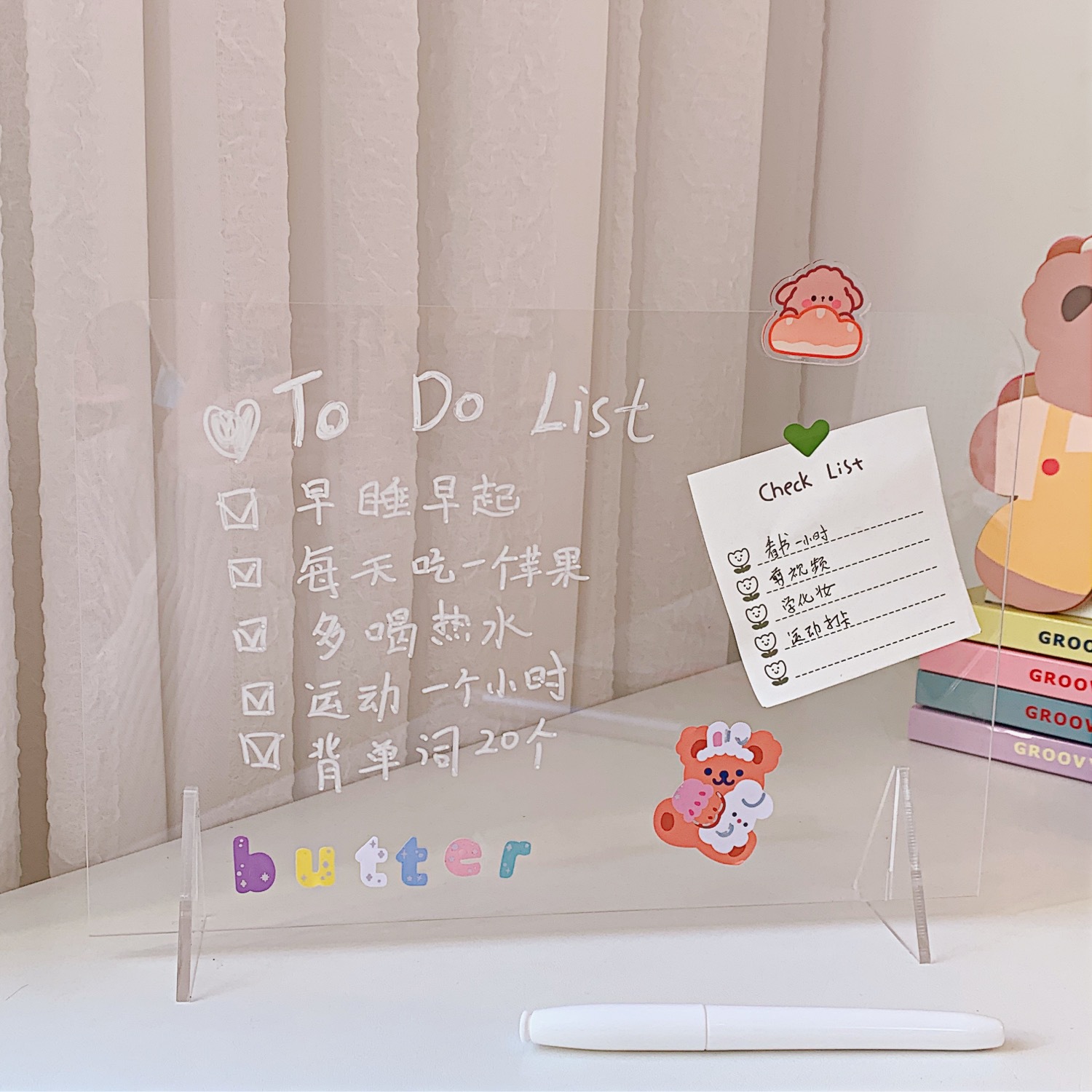 INS Style Simple Transparent Acrylic Note Board Student Message Board Creative Memo Portable Mini Writing Board