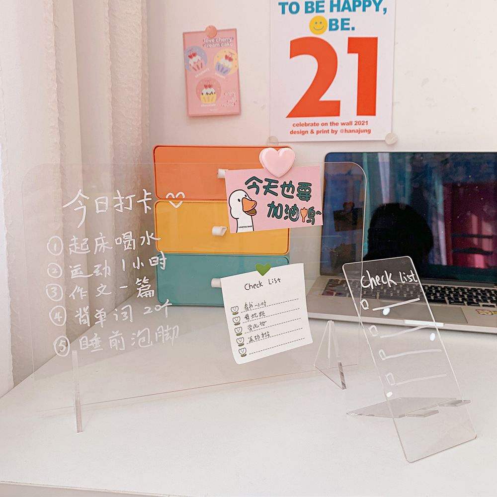 INS Style Simple Transparent Acrylic Note Board Student Message Board Creative Memo Portable Mini Writing Board