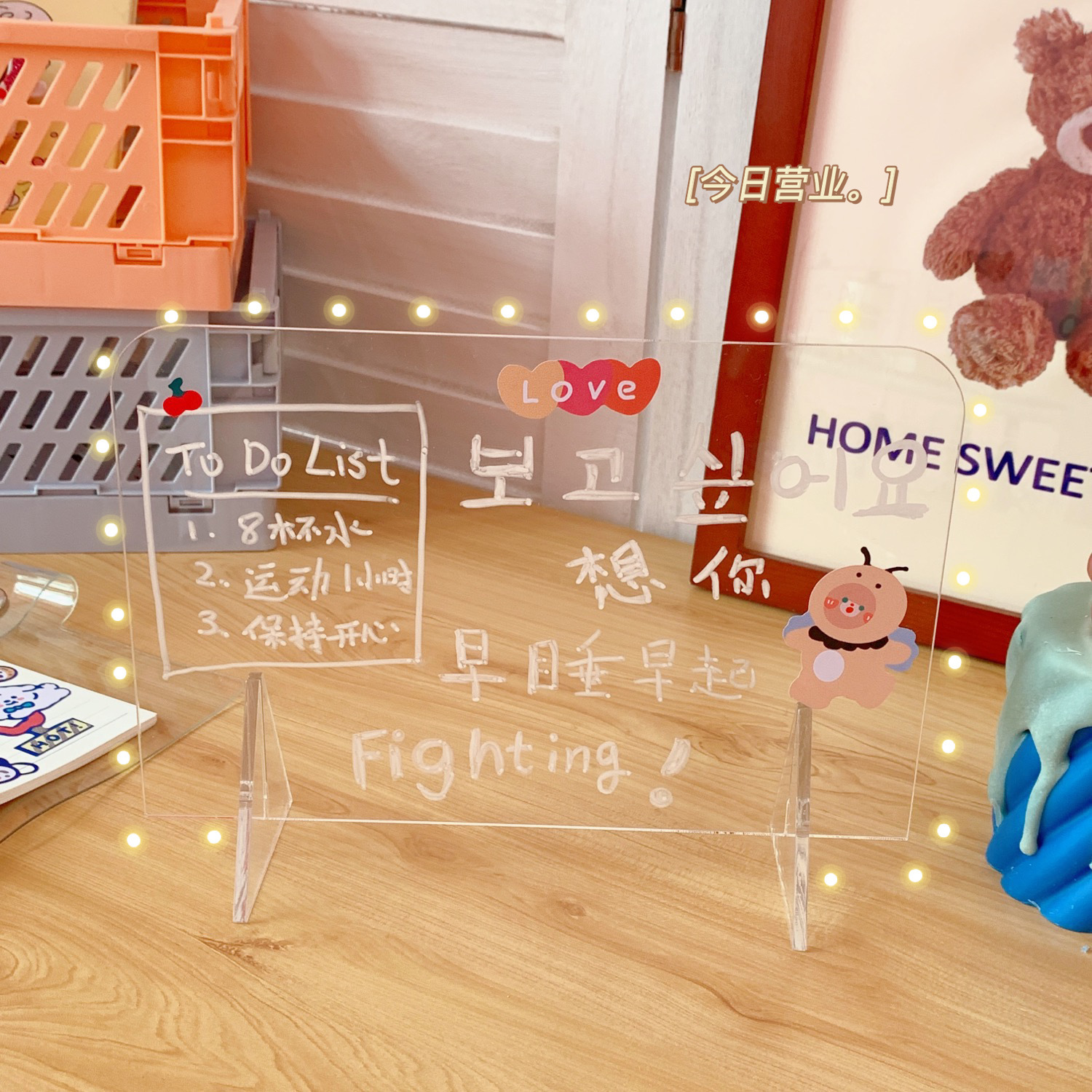 INS Style Simple Transparent Acrylic Note Board Student Message Board Creative Memo Portable Mini Writing Board