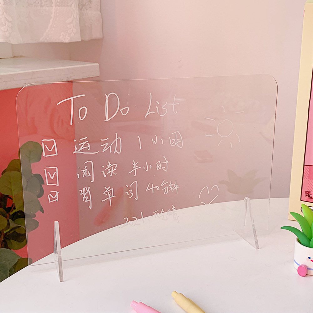 INS Style Simple Transparent Acrylic Note Board Student Message Board Creative Memo Portable Mini Writing Board