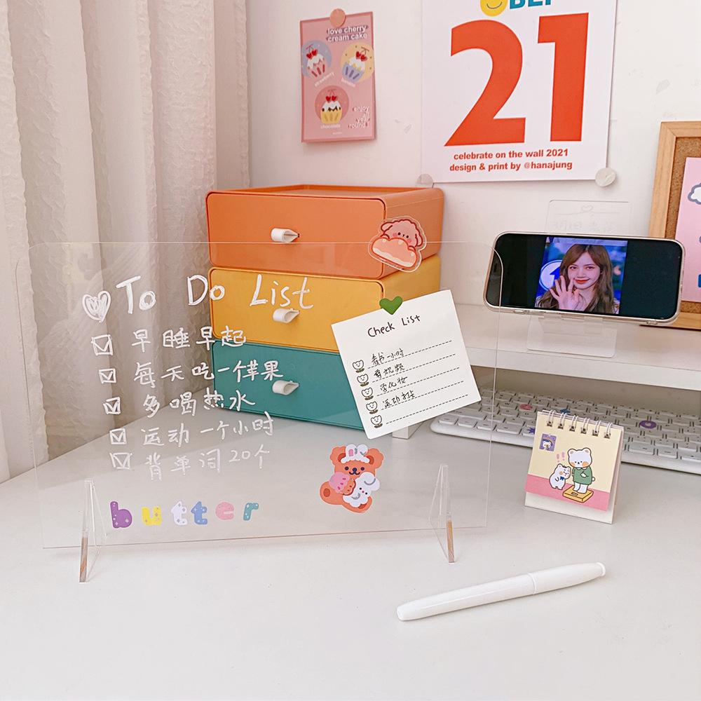 INS Style Simple Transparent Acrylic Note Board Student Message Board Creative Memo Portable Mini Writing Board