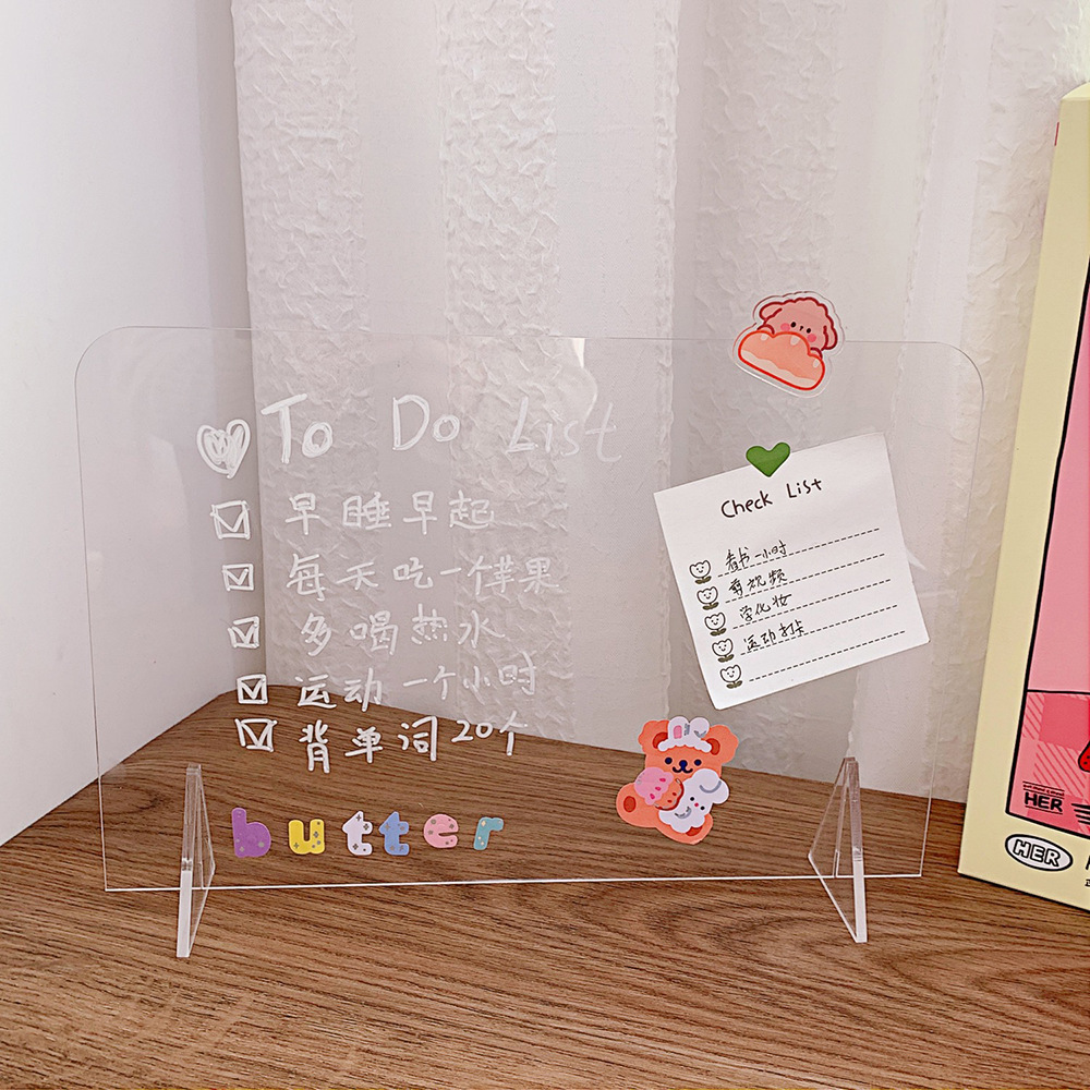 INS Style Simple Transparent Acrylic Note Board Student Message Board Creative Memo Portable Mini Writing Board