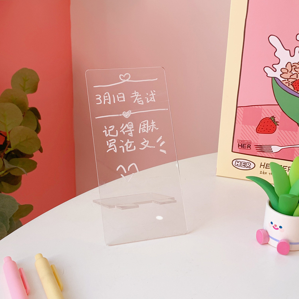 INS Style Simple Transparent Acrylic Note Board Student Message Board Creative Memo Portable Mini Writing Board