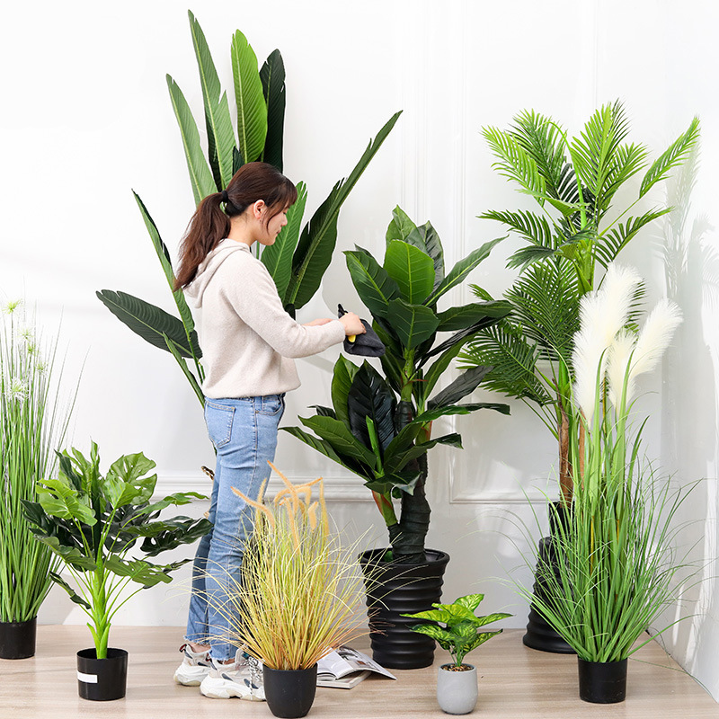 Imitative Tree Plants Green Plants Potted Indoor Living Room Large Artificial Bonsai Floor Ornaments Bird of Paradise Simulation Ravenala