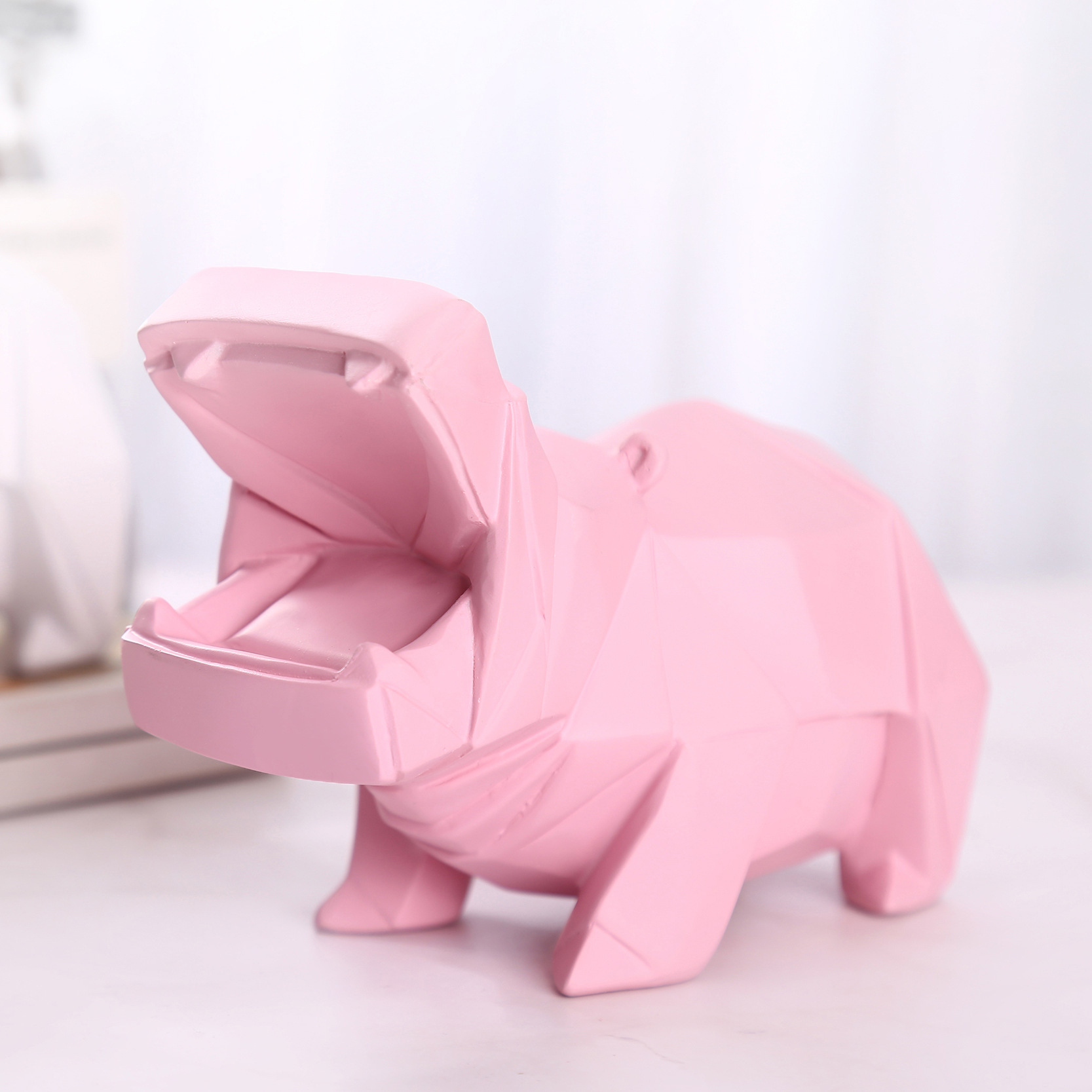 Nordic Style Resin Crafts Hippo Coin Bank Children&#039;s Lucky Money Men&#039;s Private Money Creative Ornaments