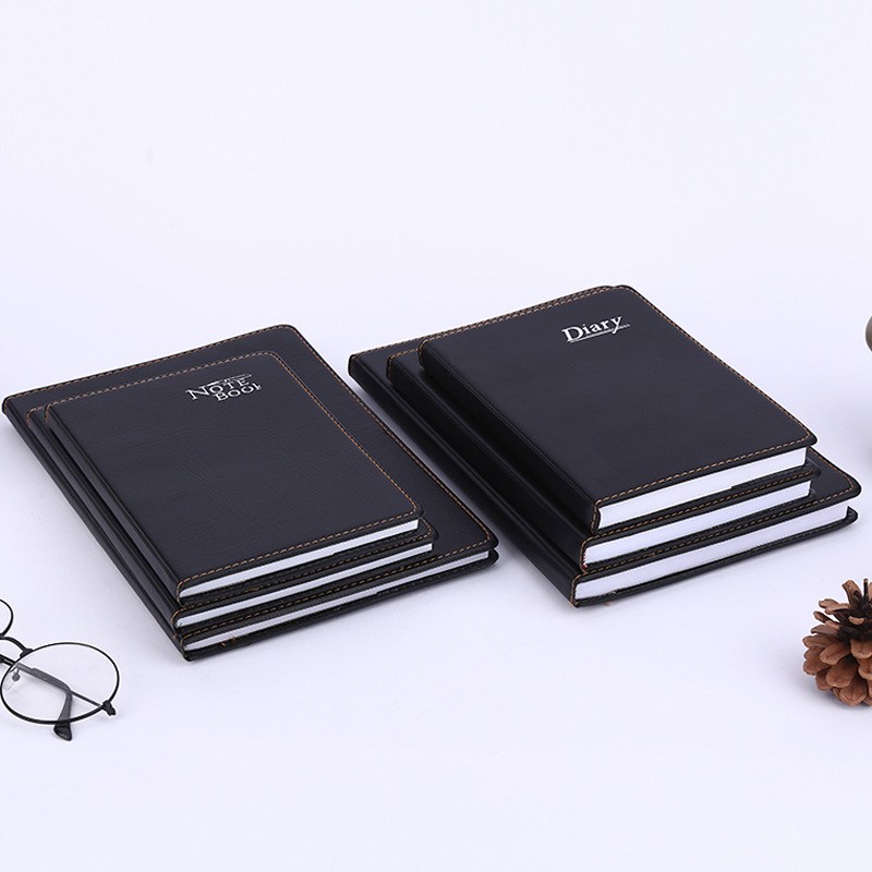 16K/B5 Memo Notebook Business Leather Notebook Business Notepad Diary Black Leather Notebook
