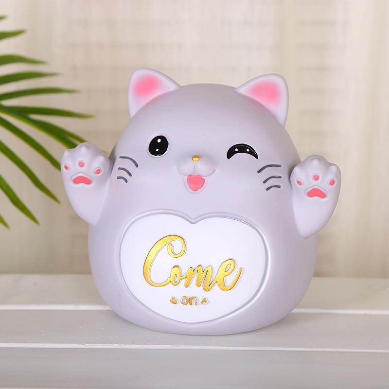 Creative Lucky Cat Savings Bank Crafts Children's Holiday Gift Resin Cartoon Money Box Coin Bank Factory Wholesale