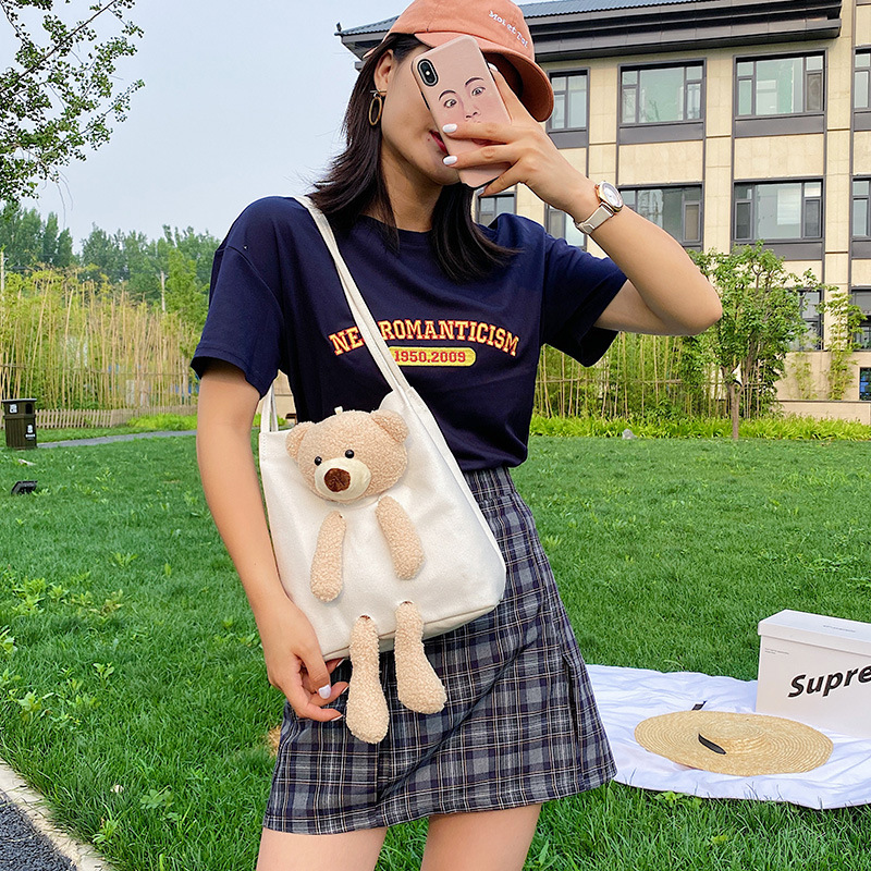 2020 Best-Selling New Shoulder Bag Little Bear Canvas Net Red Pocket for Lucky Money Cartoon Backpack Ins Women&#039;s Bag Bags Women&#039;s Bag