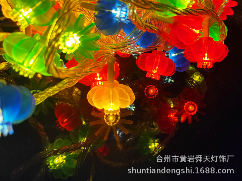LED Colored Lamp Flashing Light Luminous Red Lantern String Starry Spring Festival Lighting Chain Decoration Chinese Knot Lamp for New Year and New Year