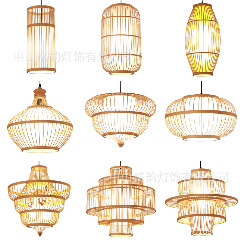 New Chinese Style Tea House Famous House Handmade Bamboo Artwork Bamboo Restaurant Chandelier Restaurant Hot Pot Restaurant Farm Hotel Pastoral Lantern
