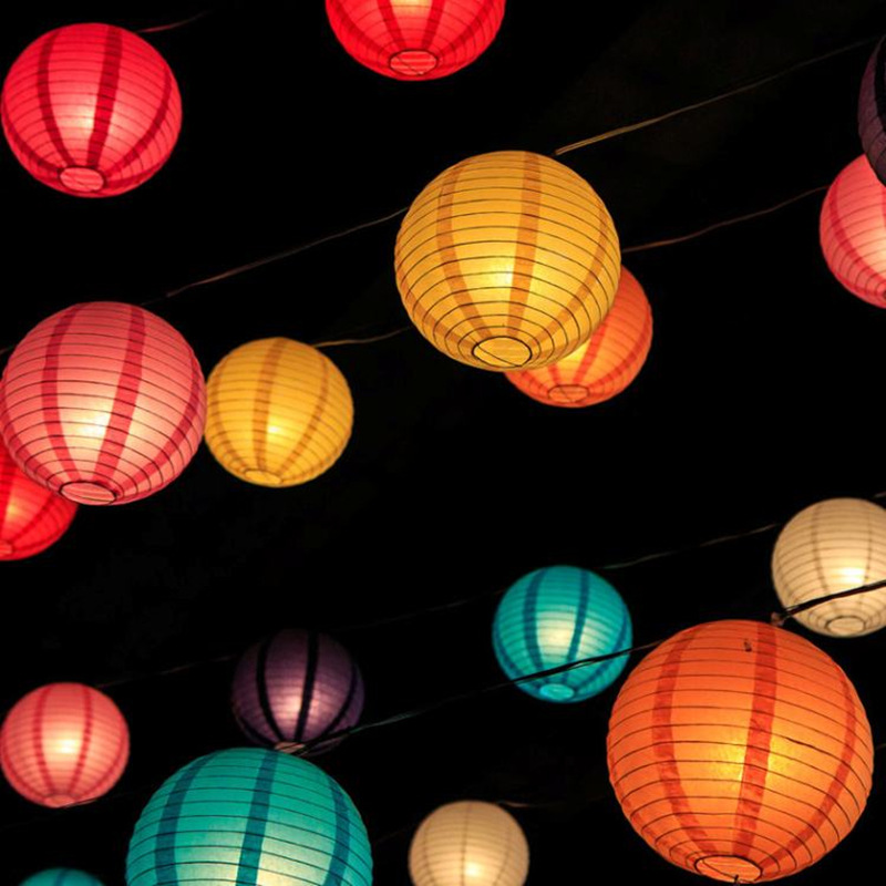 Factory Wholesale Chinese Lantern Spring Festival Mid-Autumn Festival Decorative round Color Folding DIY Celebration Ceremony Products Led Chinese Lantern