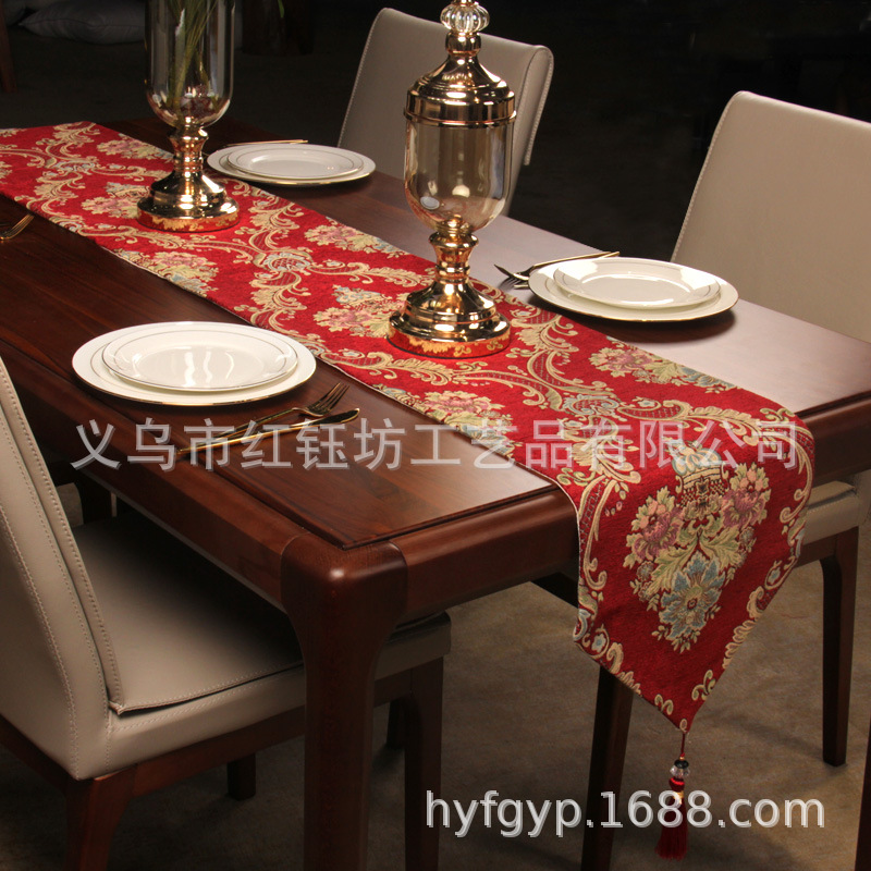 Table Runner European-Style Tablecloth Table Cloth Table Runner American TV Cabinet High-End Luxury Decoration Chinese Bed Tail Flag Custom