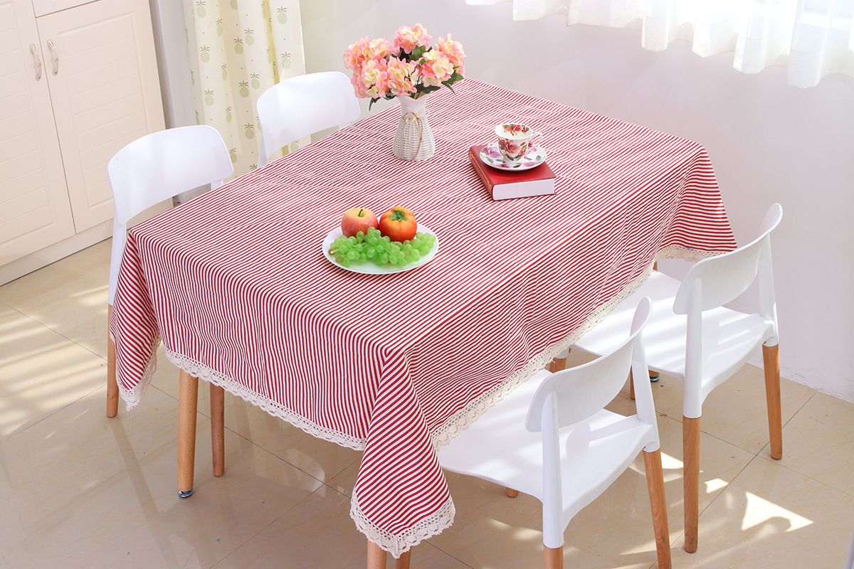 Taobao direct new cloth art cotton and linen striped tablecloth fashion simple table cloth factory home custom wholesale