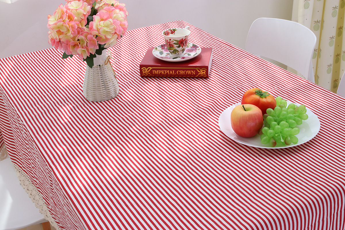 Taobao direct new cloth art cotton and linen striped tablecloth fashion simple table cloth factory home custom wholesale