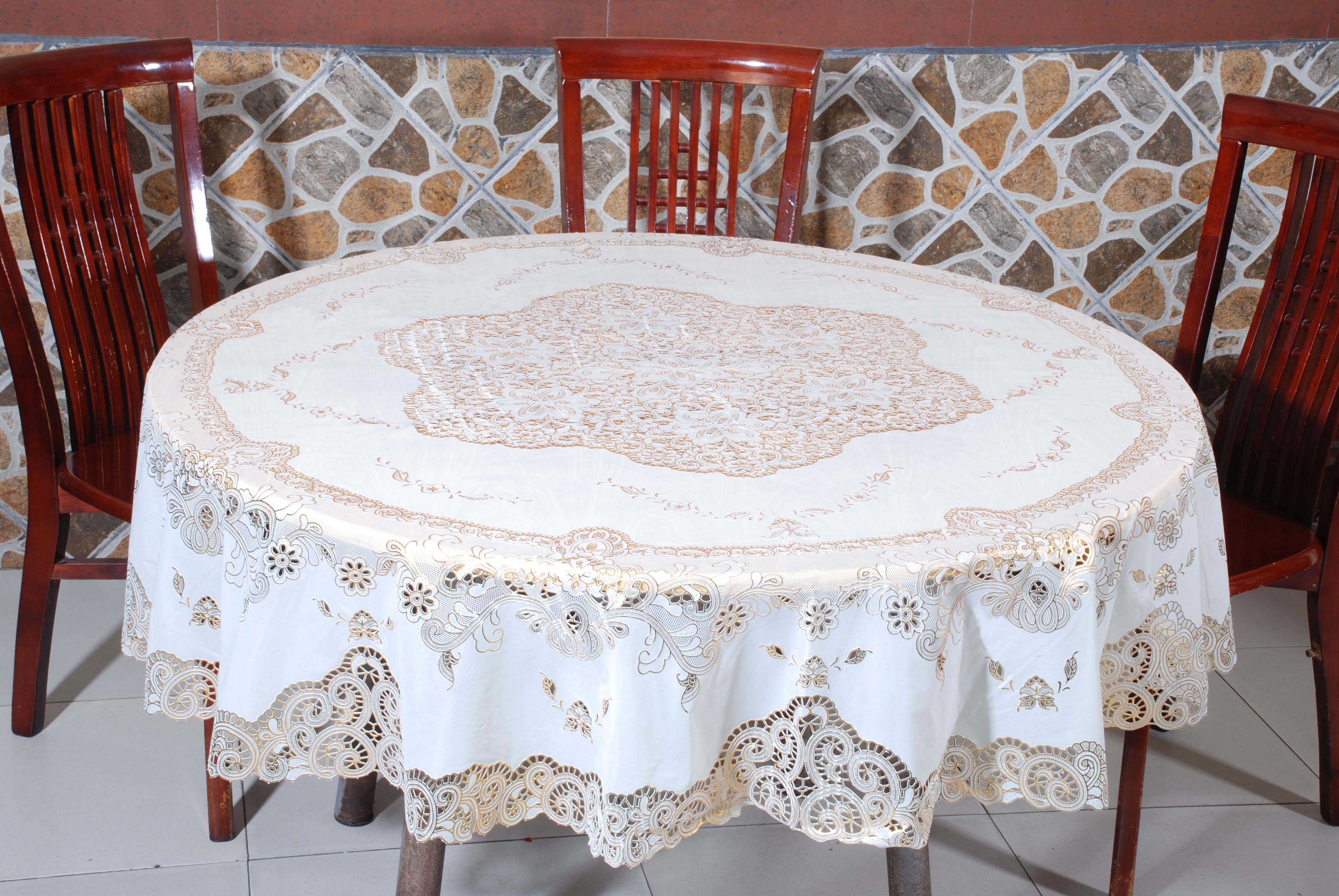 PVC lace hollow out hot stamping silver high - grade table cloth plastic hollow table tablecloth .