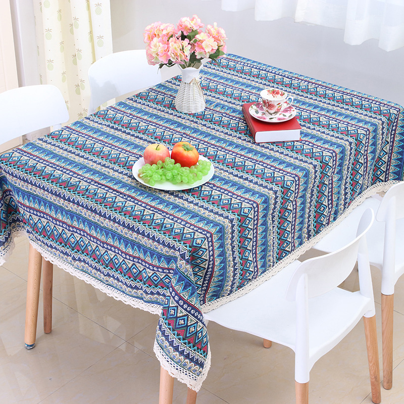 New hot selling cloth art national style cotton linen retro tablecloth Bohemian style home tablecloth manufacturers wholesale custom
