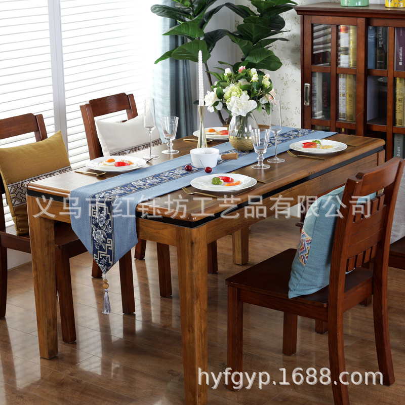 Table Runner New Chinese Zen Cotton Linen Modern Simple Dining Table Flag Tea Table Flag Tablecloth Towel Strip Decorative Cloth Chinese Style