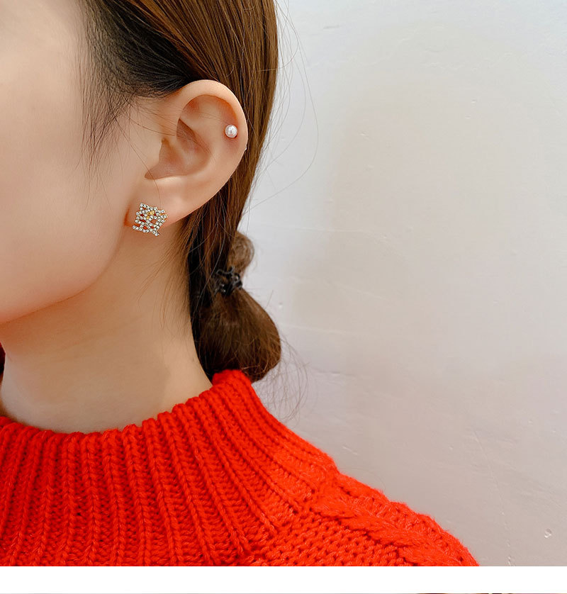 Ethnic Earrings Personality Funny and Simple Fashion Chinese Character Fortune Stud Earrings Internet Hot Rhinestones New Year Celebration Earrings for Women