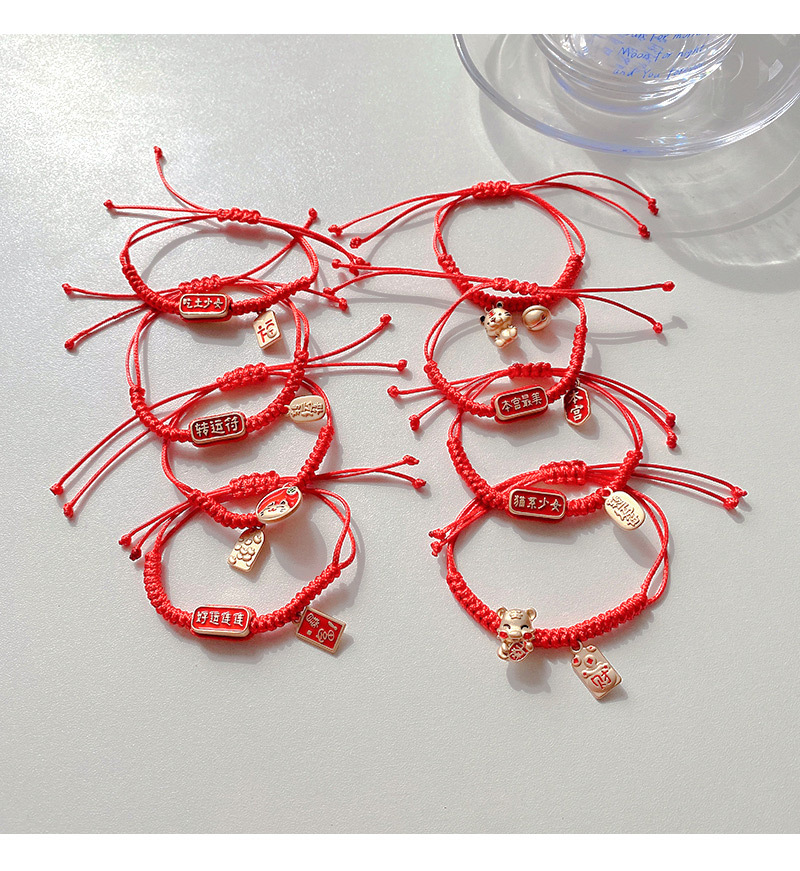 2022 Year of the Tiger Year of Fate Bracelet Red New Year Wind Fortune Lucky Bracelet Carrying Strap Girlfriend Gifts Woven